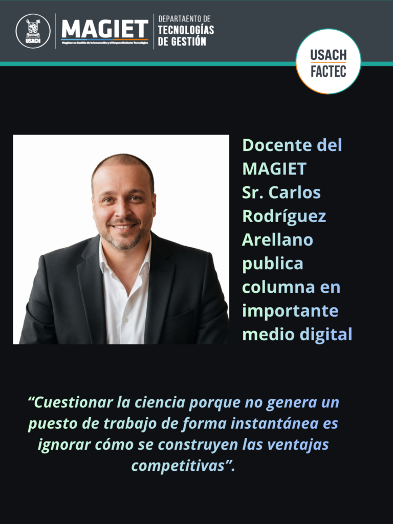 Docente del MAGIET Sr. Carlos Rodríguez publica columna en importante medio digital