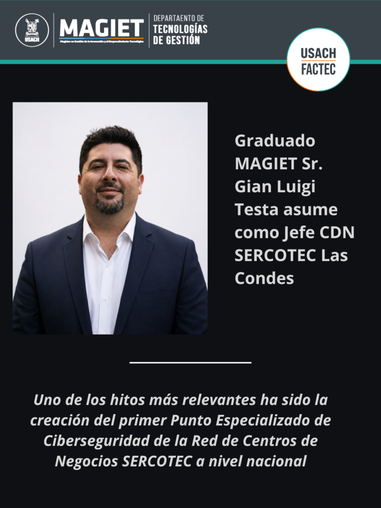 Graduado MAGIET Sr. Gian Luigi Testa asume como Jefe CDN SERCOTEC Las Condes